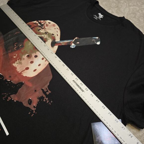 FRIDAY THE 13TH Jason Vorhees Hockey Mask Horror Movie Black T-Shirt Men Sz 5X - Picture 4 of 6